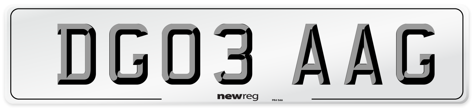DG03 AAG Number Plate from New Reg